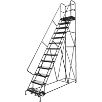 Deep Top Step Rolling Ladder, 13 Steps, 24" Step Width, 130" Platform Height, Steel VC777 | Kelford