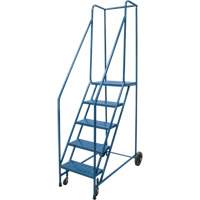 Rolling Step Ladder, 5 Steps, 18" Step Width, 46" Platform Height, Steel VD442 | Kelford