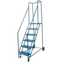 Rolling Step Ladder, 6 Steps, 18" Step Width, 55" Platform Height, Steel VD443 | Kelford