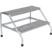 Aluminum Step Stand, 2 Step(s), 32-13/16" W x 24-9/16" L x 20" H, 500 lbs. Capacity VD458 | Kelford