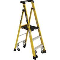 Heavy-Duty Rolling Podium Ladder, 3 Steps, 26-2/5" Step Width, 36" Platform Height, Fibreglass VD475 | Kelford