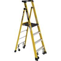 Heavy-Duty Rolling Podium Ladder, 3 Steps, 27-3/5" Step Width, 48" Platform Height, Fibreglass VD476 | Kelford