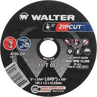 Zipcut™ Cut-Off Wheel, 5" x 3/64", 7/8" Arbor, Type 1, Aluminum Oxide, 12200 RPM VV151 | Kelford
