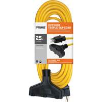 Vinyl Extension Cord, Outdoor, SJTW, 12/3 AWG, 15 A, 3 Outlet(s), 25' Kelford