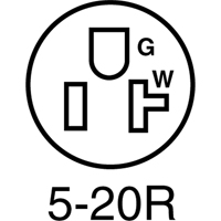 2-Pole 3-Wire Grounding Straight Blade Connector, 5-20P, Nylon XA853 | Kelford