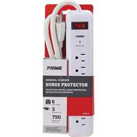Surge Protector, 6 Outlets, 750 J, 1875, 3' Cord XC299 | Kelford