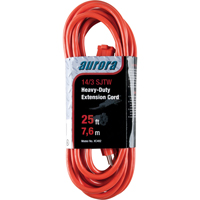 Vinyl Extension Cord, Outdoor, SJTW, 14/3 AWG, 15 A, 25' Kelford