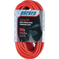 Vinyl Extension Cord, Outdoor, SJTW, 12/3 AWG, 15 A, 3 Outlet(s), 50' Kelford