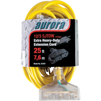 Outdoor Vinyl Extension Cord with Light Indicator, SJTOW, 12/3 AWG, 15 A, 3 Outlet(s), 25' XC497 | Kelford