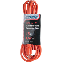 Extension Cord, Indoor/Outdoor, SJTW, 16/3 AWG, 13 A, 15' Kelford