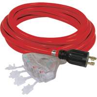 Generator Extension Cord with Quad Tap, STW, 10 AWG, 20 A, 4 Outlet(s), 25' XE668 | Kelford