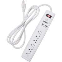 USB Charging Surge Protector, 6 Outlets, 1200 J, 1875 W, 6' Cord XH064 | Kelford