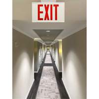 Exit Sign, LED, Battery Operated/Hardwired, 12-1/5" L x 7-1/2" W, English XI788 | Kelford