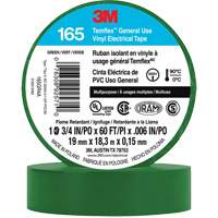 Temflex™ General Use Vinyl Electrical Tape 165, 19 mm (3/4") x 18 M (60'), Green, 6 mils XI865 | Kelford