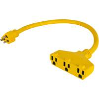 Extension Power Adapter, Outdoor, STOW, 12/3 AWG, 15 A, 3 Outlet(s), 2' Kelford