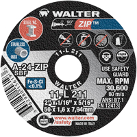 Zip™ Cut-Off Wheel, 2" x 1/16", 5/16" Arbor, Type 1, Aluminum Oxide, 5100 RPM YC582 | Kelford